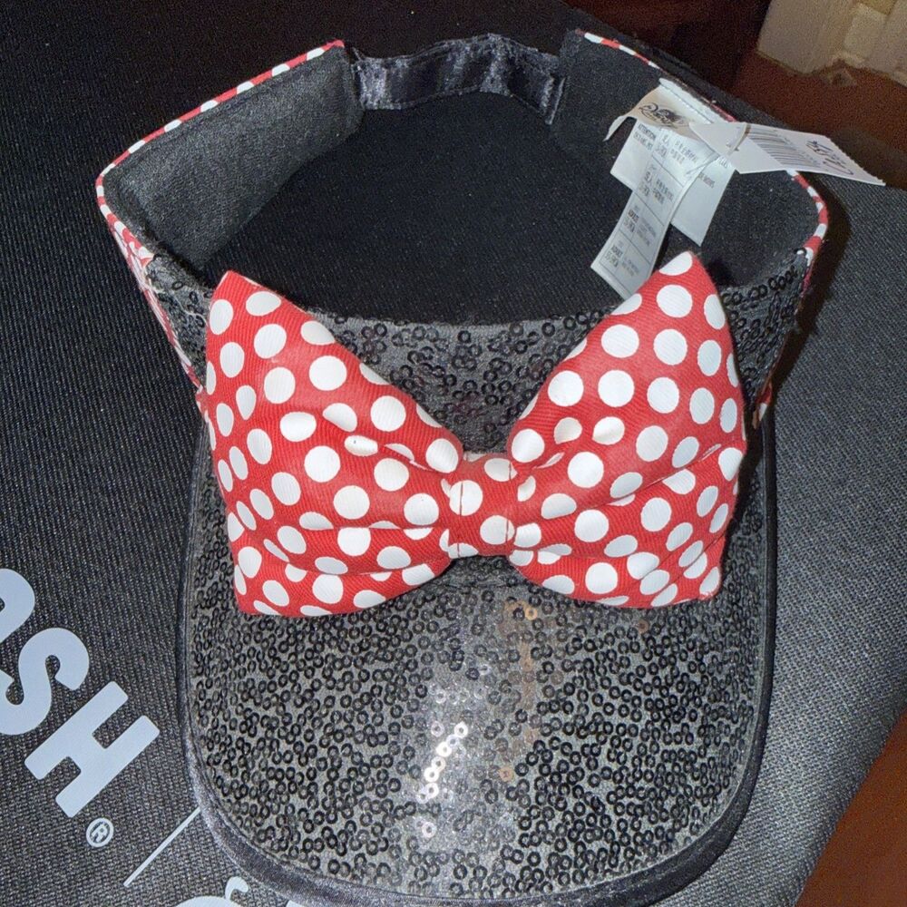 Minnie Mouse (Disney) Sequins Visor Hat Red Polka Dot Adult Adjustable